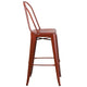 Kelly Red |#| 30inch High Distressed Kelly Red Metal Indoor-Outdoor Barstool with Back