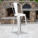 White |#| 30inch High Distressed White Metal Indoor-Outdoor Barstool with Back