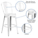 White |#| 30inch High Distressed White Metal Indoor-Outdoor Barstool with Back