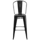 Black |#| 30inch High Distressed Black Metal Indoor-Outdoor Barstool with Back