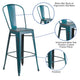 Kelly Blue-Teal |#| 30inch High Distressed Kelly Blue-Teal Metal Indoor-Outdoor Barstool with Back