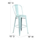 Green-Blue |#| 30inch High Distressed Green-Blue Metal Indoor-Outdoor Barstool with Back