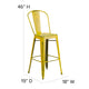 Yellow |#| 30inch High Distressed Yellow Metal Indoor-Outdoor Barstool with Back