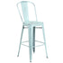 Commercial Grade 30" High Distressed Metal Indoor-Outdoor Barstool with Back