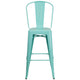 Mint Green |#| 30inch High Mint Green Metal Indoor-Outdoor Barstool with Back