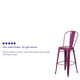 Purple |#| 30inch High Purple Metal Indoor-Outdoor Barstool with Back