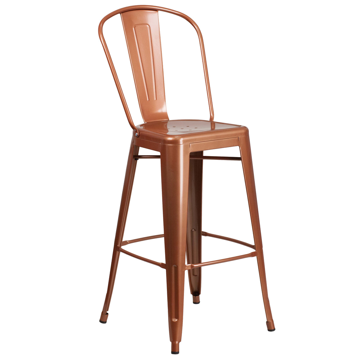 Copper |#| 30inch High Copper Metal Indoor-Outdoor Barstool with Back