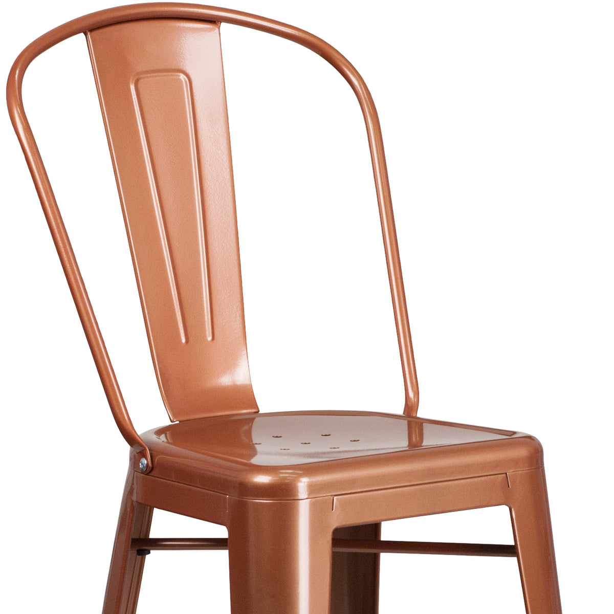 Copper |#| 30inch High Copper Metal Indoor-Outdoor Barstool with Back