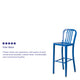 Blue |#| 30inch High Blue Metal Indoor-Outdoor Barstool with Vertical Slat Back