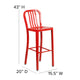 Red |#| 30inch High Red Metal Indoor-Outdoor Barstool with Vertical Slat Back