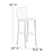 White |#| 30inch High White Metal Indoor-Outdoor Barstool with Vertical Slat Back