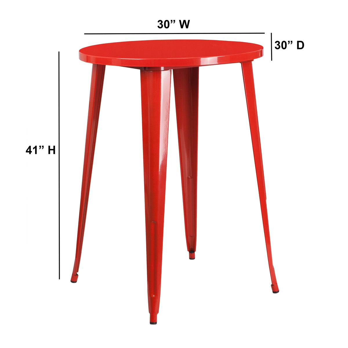 Red |#| 30inch Round Red Metal Indoor-Outdoor Bar Height Table - Industrial Table