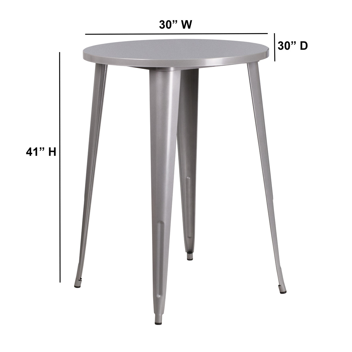 Silver |#| 30inch Round Silver Metal Indoor-Outdoor Bar Height Table - Industrial Table