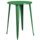 Green |#| 30inch Round Green Metal Indoor-Outdoor Bar Table Set with 2 Cafe Stools