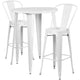 White |#| 30inch Round White Metal Indoor-Outdoor Bar Table Set with 2 Cafe Stools