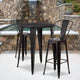 Black-Antique Gold |#| 30inch Round Black-Gold Metal Indoor-Outdoor Bar Table Set with 2 Cafe Stools