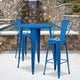 Blue |#| 30inch Round Blue Metal Indoor-Outdoor Bar Table Set with 2 Cafe Stools