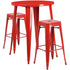 Commercial Grade 30" Round Metal Indoor-Outdoor Bar Table Set with 2 Square Seat Backless Stools