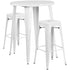 Commercial Grade 30" Round Metal Indoor-Outdoor Bar Table Set with 2 Square Seat Backless Stools