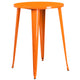 Orange |#| 30inch Round Orange Metal Indoor-Outdoor Bar Table Set with 4 Cafe Stools