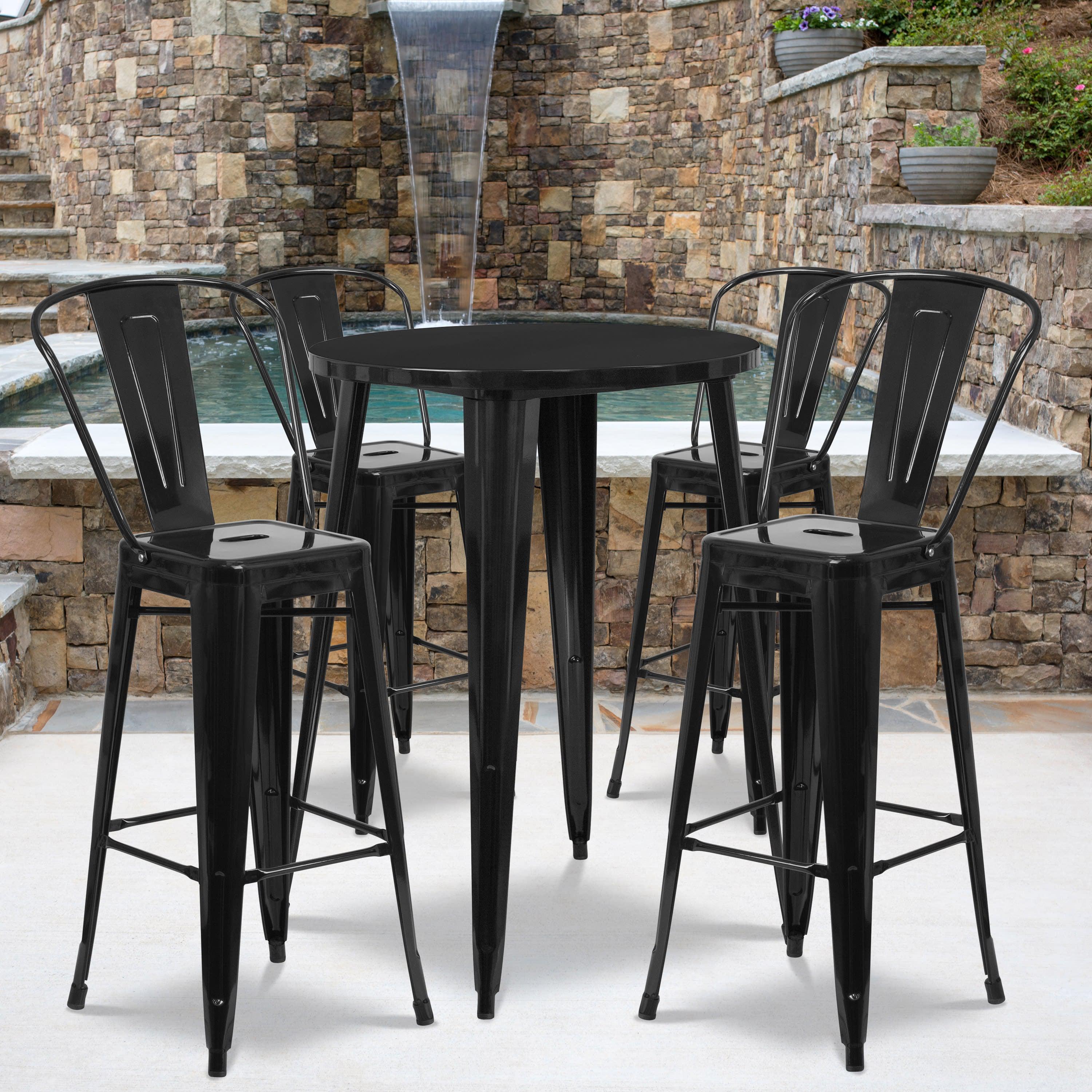 Outdoor metal best sale pub table sets