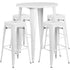 Commercial Grade 30" Round Metal Indoor-Outdoor Bar Table Set with 4 Square Seat Backless Stools