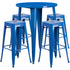 Commercial Grade 30" Round Metal Indoor-Outdoor Bar Table Set with 4 Square Seat Backless Stools