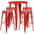 Commercial Grade 30" Round Metal Indoor-Outdoor Bar Table Set with 4 Square Seat Backless Stools