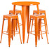 Commercial Grade 30" Round Metal Indoor-Outdoor Bar Table Set with 4 Square Seat Backless Stools