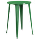 Green |#| 30inch Round Green Metal Indoor-Outdoor Bar Table Set with 4 Slat Back Stools