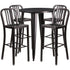 Commercial Grade 30" Round Metal Indoor-Outdoor Bar Table Set with 4 Vertical Slat Back Stools