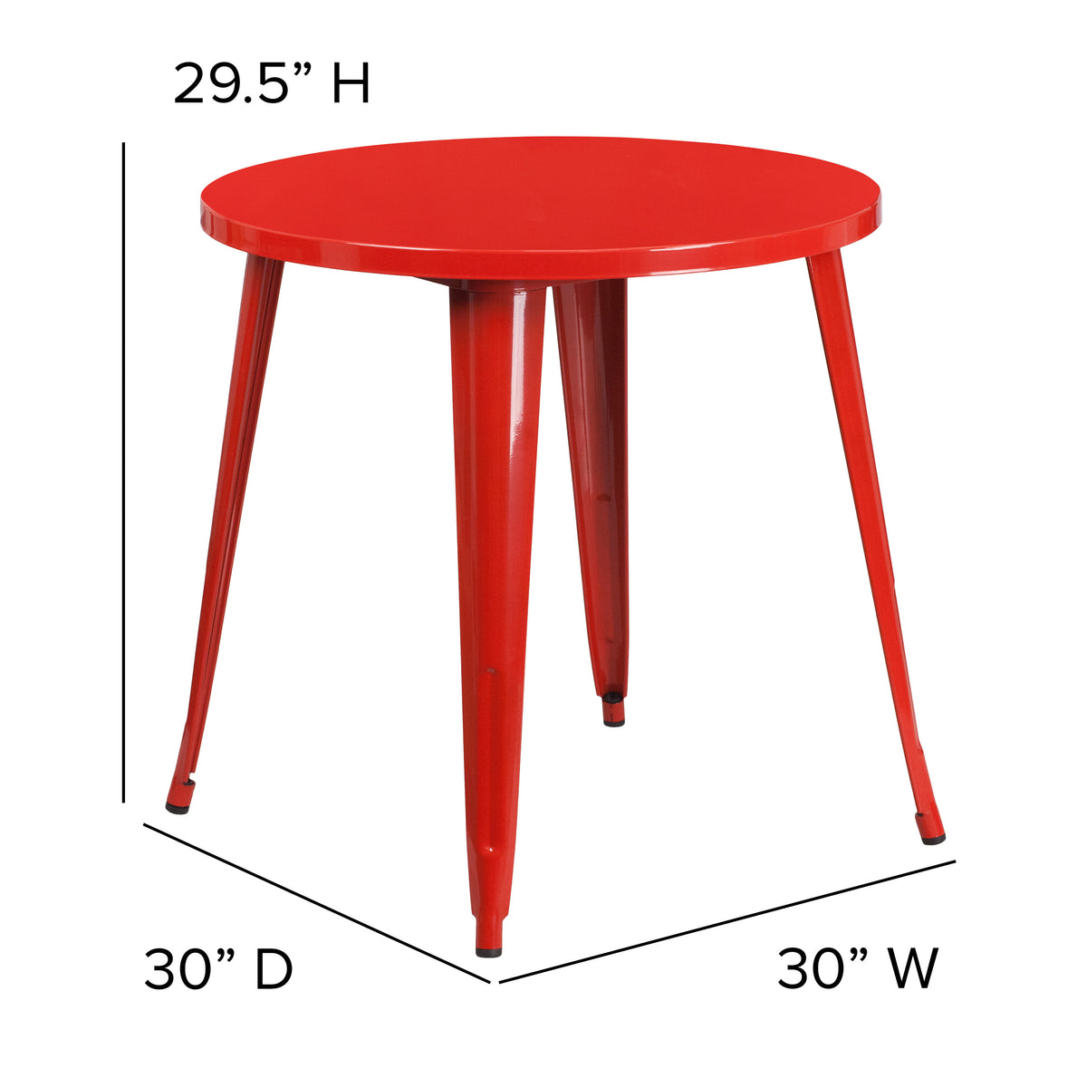 Red |#| 30inch Round Red Metal Indoor-Outdoor Table - Restaurant Furniture