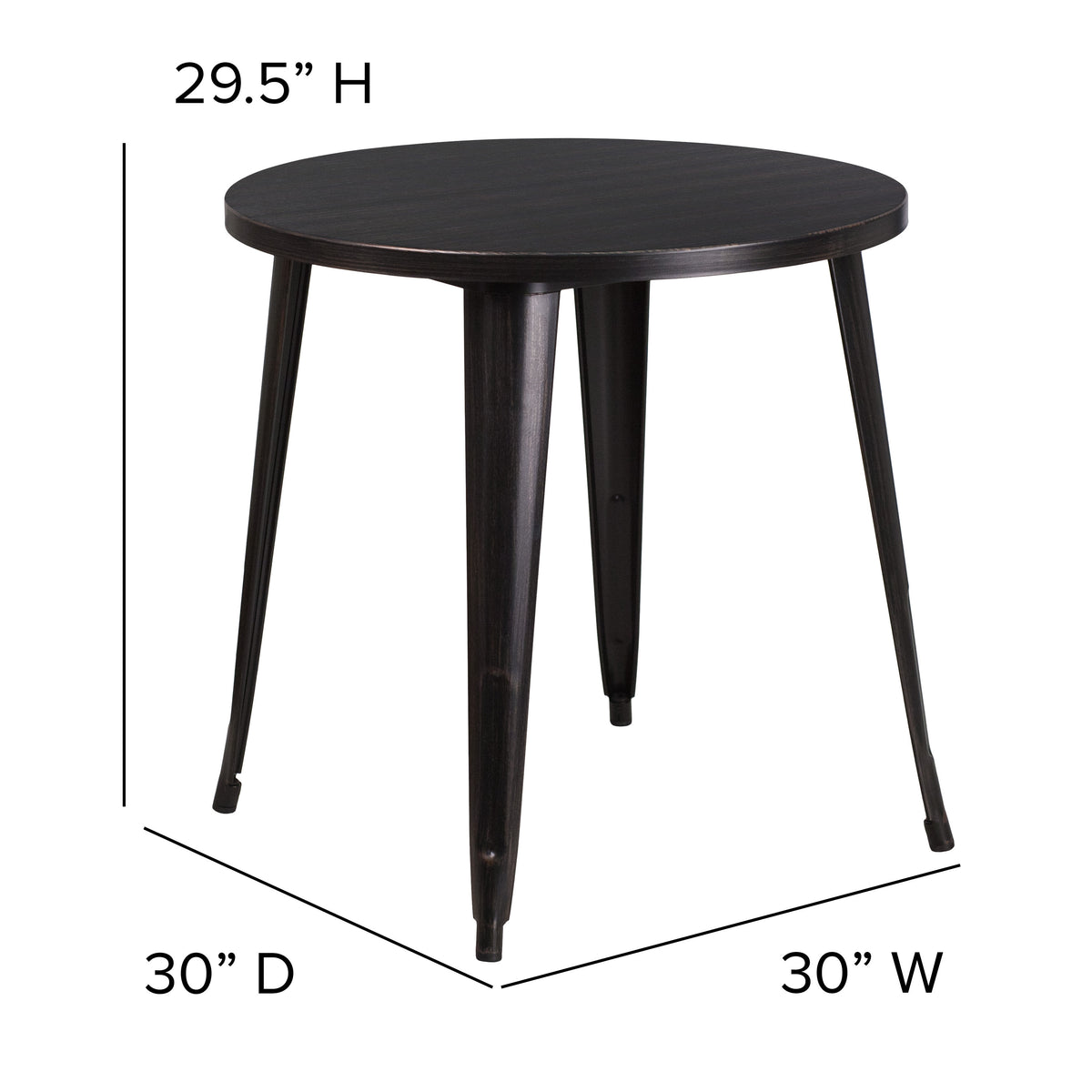 Black-Antique Gold |#| 30inch Round Black-Antique Gold Metal Indoor-Outdoor Table - Restaurant Furniture