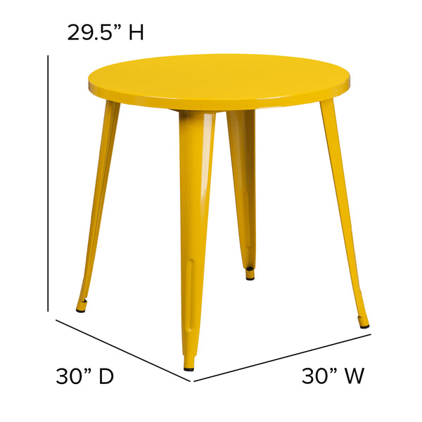 Orange |#| 30inch Round Orange Metal Indoor-Outdoor Table - Restaurant Furniture