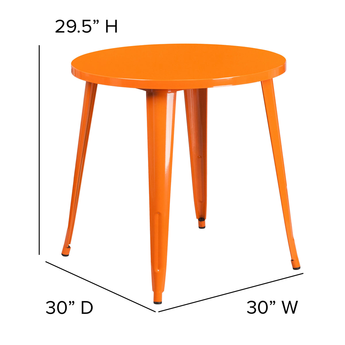 Orange |#| 30inch Round Orange Metal Indoor-Outdoor Table - Restaurant Furniture