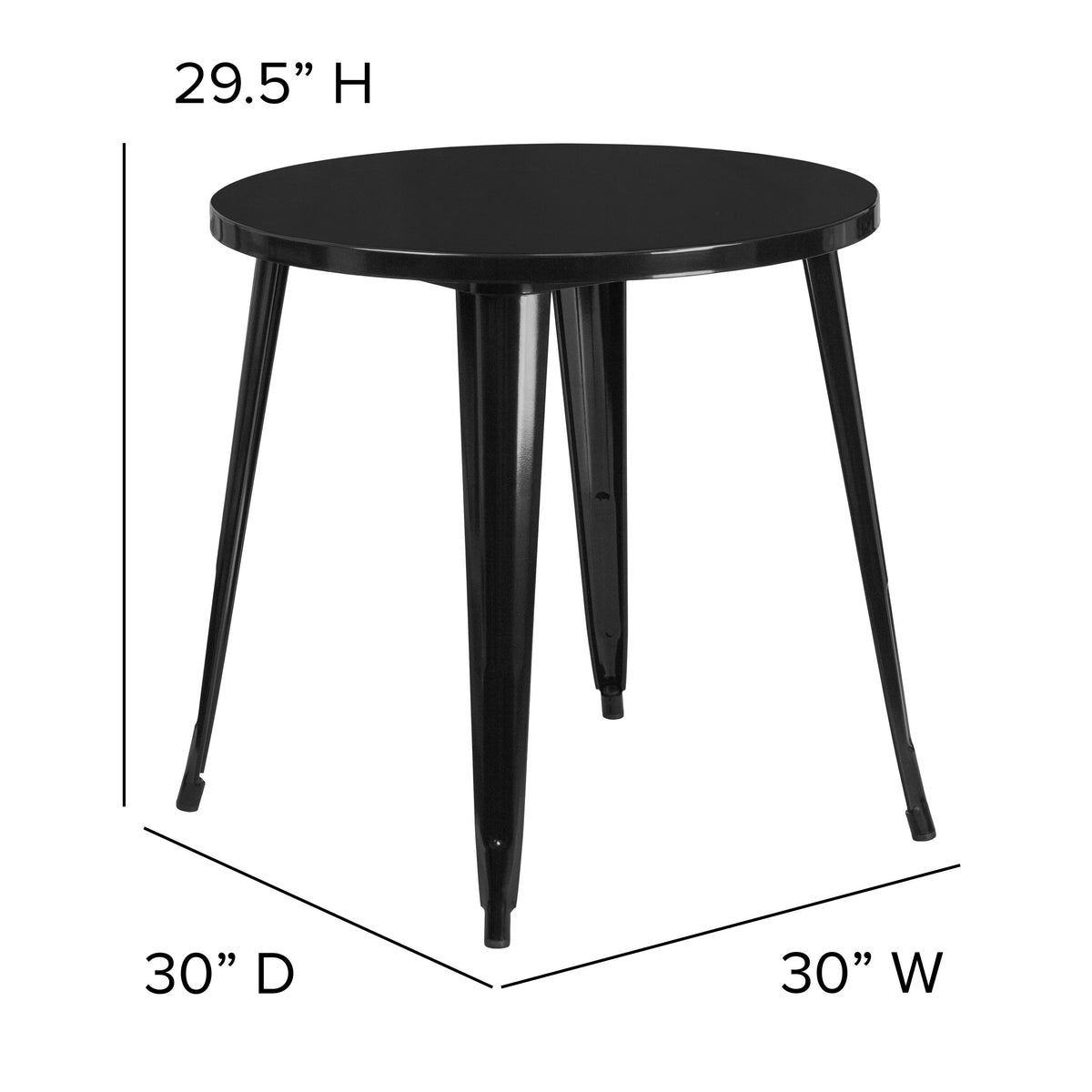 Black |#| 30inch Round Black Metal Indoor-Outdoor Table - Restaurant Table