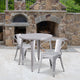 Silver |#| 30inch Round Silver Metal Indoor-Outdoor Table Set with 2 Arm Chairs