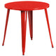 Red |#| 30inch Round Red Metal Indoor-Outdoor Table Set with 2 Arm Chairs