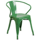 Green |#| 30inch Round Green Metal Indoor-Outdoor Table Set with 2 Arm Chairs