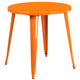 Orange |#| 30inch Round Orange Metal Indoor-Outdoor Table Set with 2 Arm Chairs