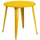 Yellow |#| 30inch Round Yellow Metal Indoor-Outdoor Table Set with 2 Arm Chairs