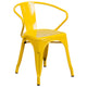 Yellow |#| 30inch Round Yellow Metal Indoor-Outdoor Table Set with 2 Arm Chairs