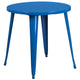 Blue |#| 30inch Round Blue Metal Indoor-Outdoor Table Set with 2 Arm Chairs