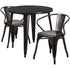 Commercial Grade 30" Round Metal Indoor-Outdoor Table Set with 2 Arm Chairs