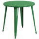 Green |#| 30inch Round Green Metal Indoor-Outdoor Table Set with 2 Cafe Chairs