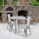 Silver |#| 30inch Round Silver Metal Indoor-Outdoor Table Set with 2 Cafe Chairs
