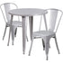 Commercial Grade 30" Round Metal Indoor-Outdoor Table Set with 2 Cafe Chairs