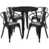 Commercial Grade 30" Round Metal Indoor-Outdoor Table Set with 4 Arm Chairs