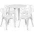 Commercial Grade 30" Round Metal Indoor-Outdoor Table Set with 4 Arm Chairs