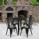 Black |#| 30inch Round Black Metal Indoor-Outdoor Table Set with 4 Cafe Chairs